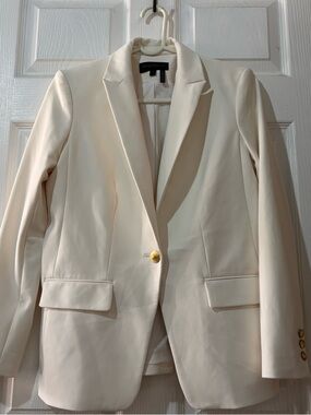 Cream Single-Button Blazer Jacket